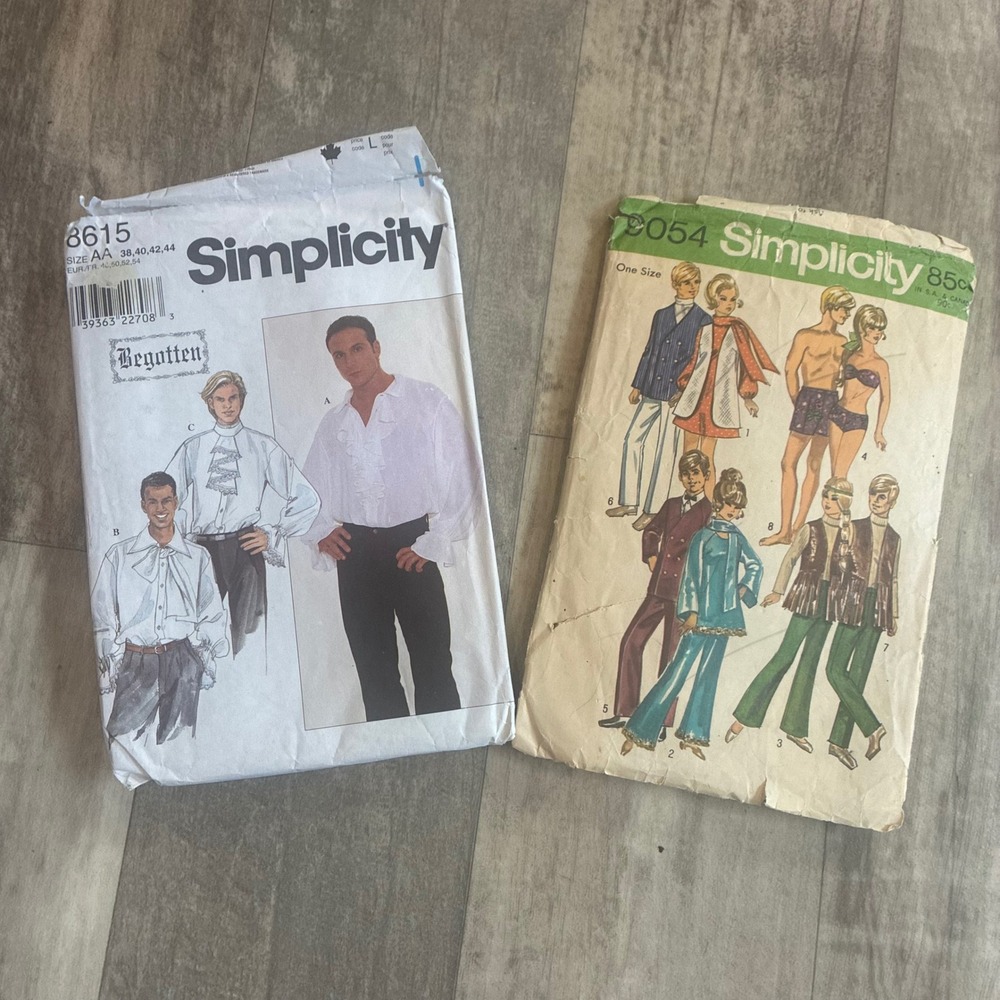 Vtg Simplicity Mens Sowing Pattern Lot Retro 70s 80s Shirts 8615 9054 Begotten